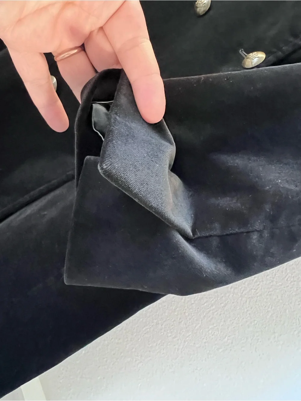J. Crew Black Velvet Double-Breasted Peacoat